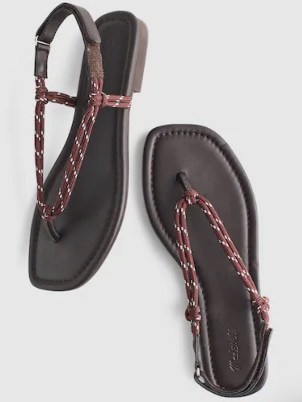 Madewell Aliyah Thong Brown Leather Sandals in Paracord